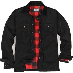 Corduroy Shirt Jacket for Men Flannel Lined Snap Button